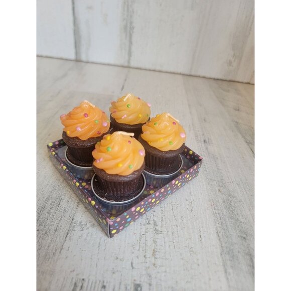 Orange icing cupcake bakery candle set Home decor - Picture 6 of 7